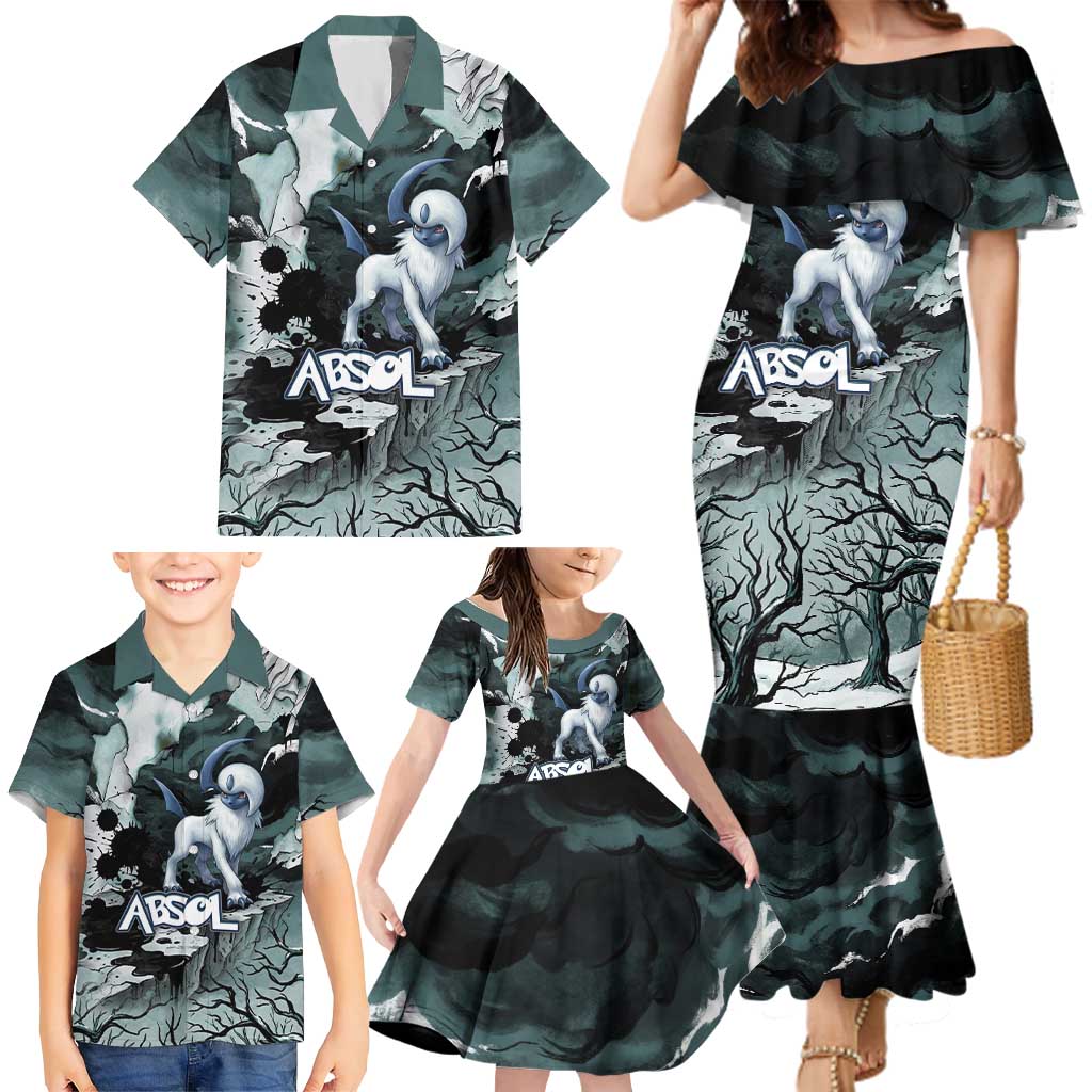 Absol Family Matching Mermaid Dress and Hawaiian Shirt Gothic Apocalypse Ink Art