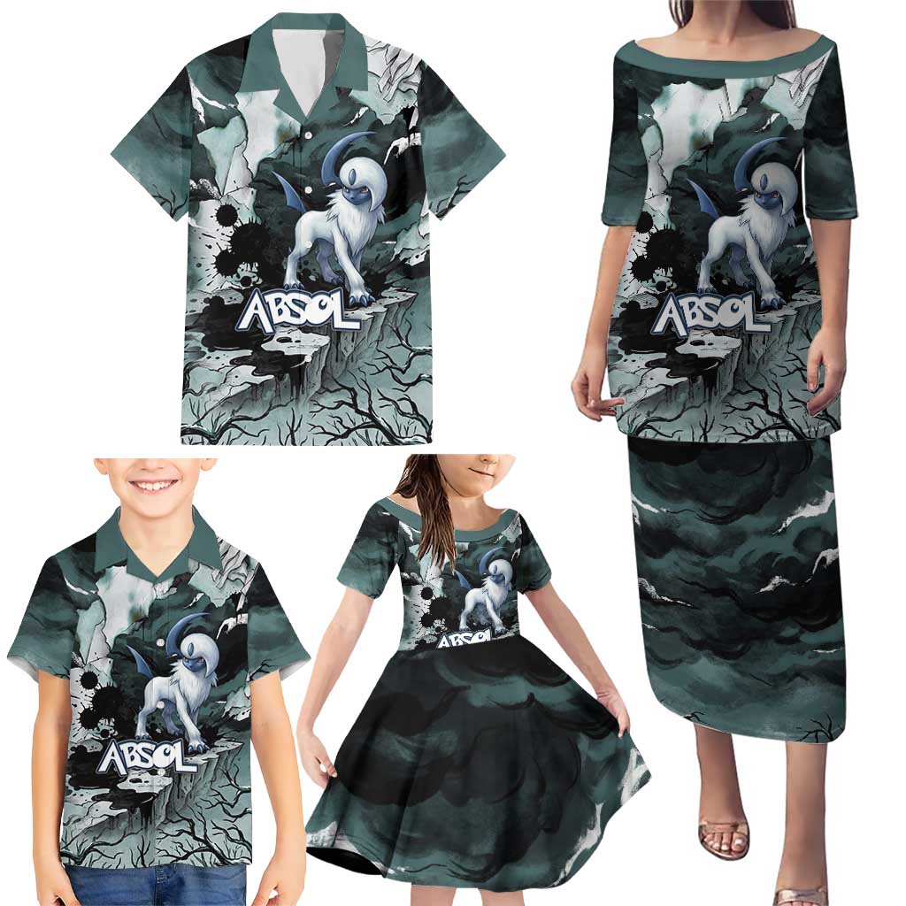 Absol Family Matching Puletasi and Hawaiian Shirt Gothic Apocalypse Ink Art
