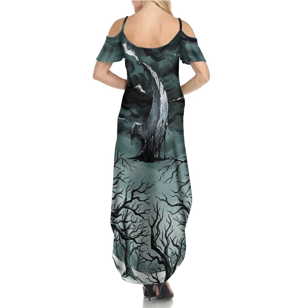 Absol Family Matching Summer Maxi Dress and Hawaiian Shirt Gothic Apocalypse Ink Art
