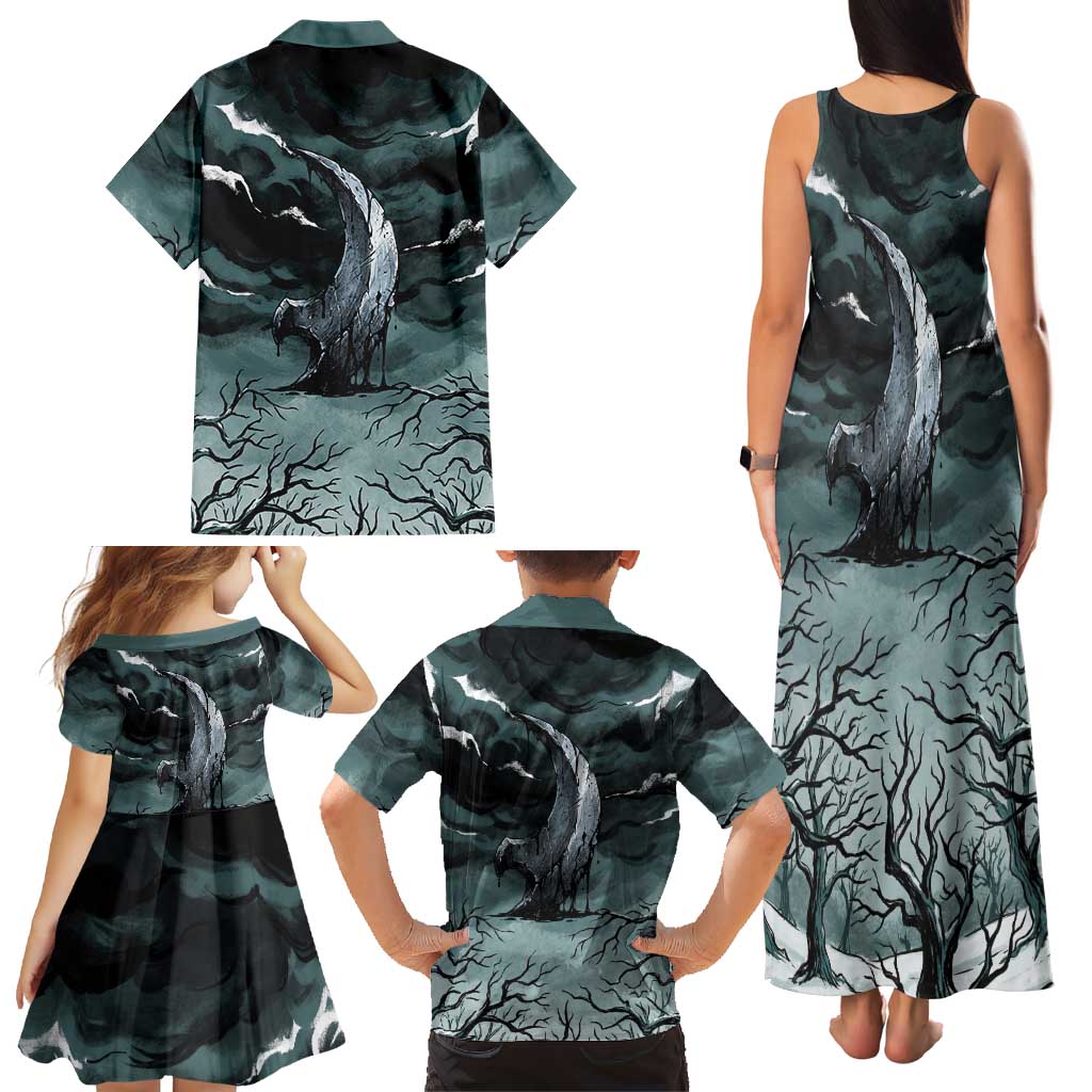 Absol Family Matching Tank Maxi Dress and Hawaiian Shirt Gothic Apocalypse Ink Art