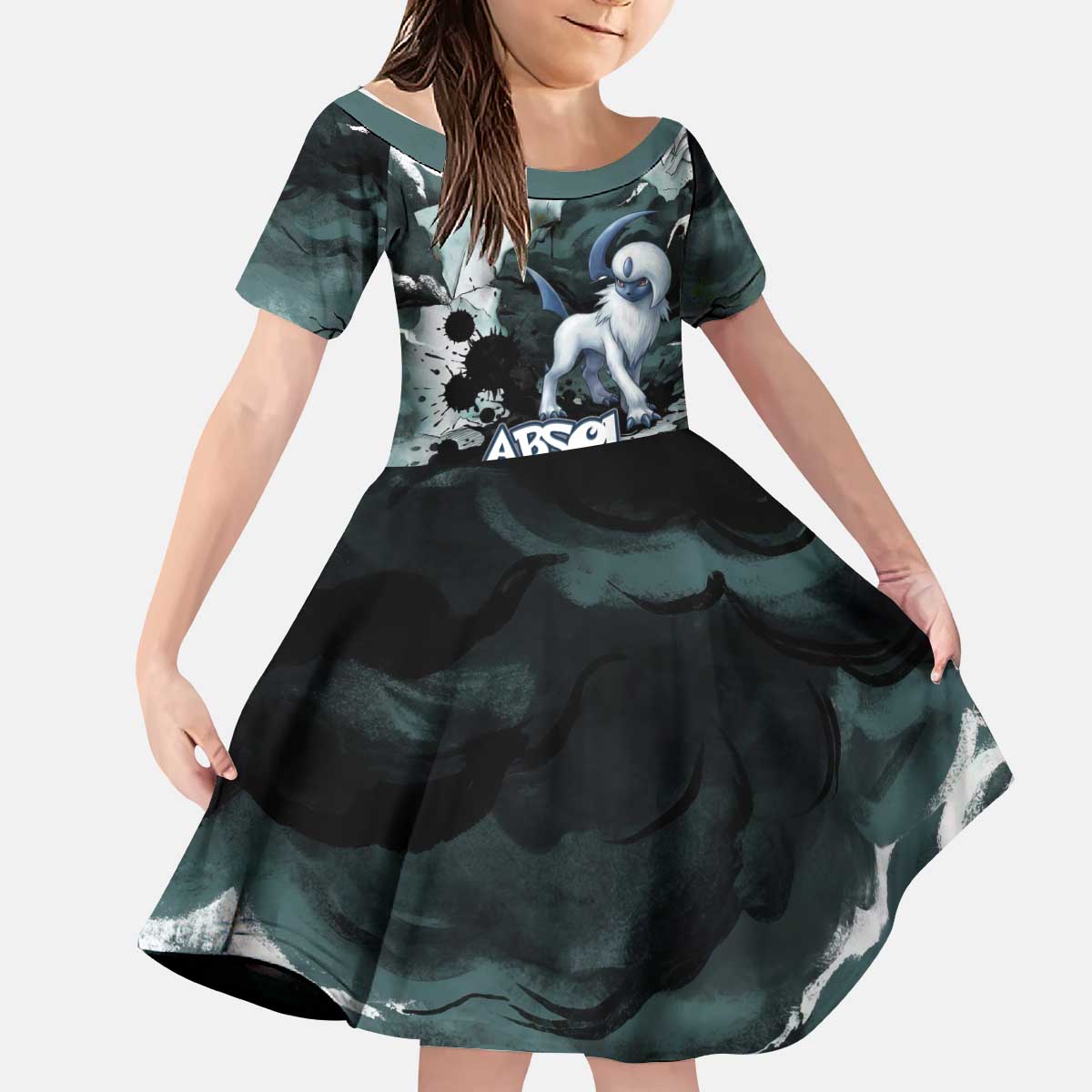 Absol Kid Short Sleeve Dress Gothic Apocalypse Ink Art