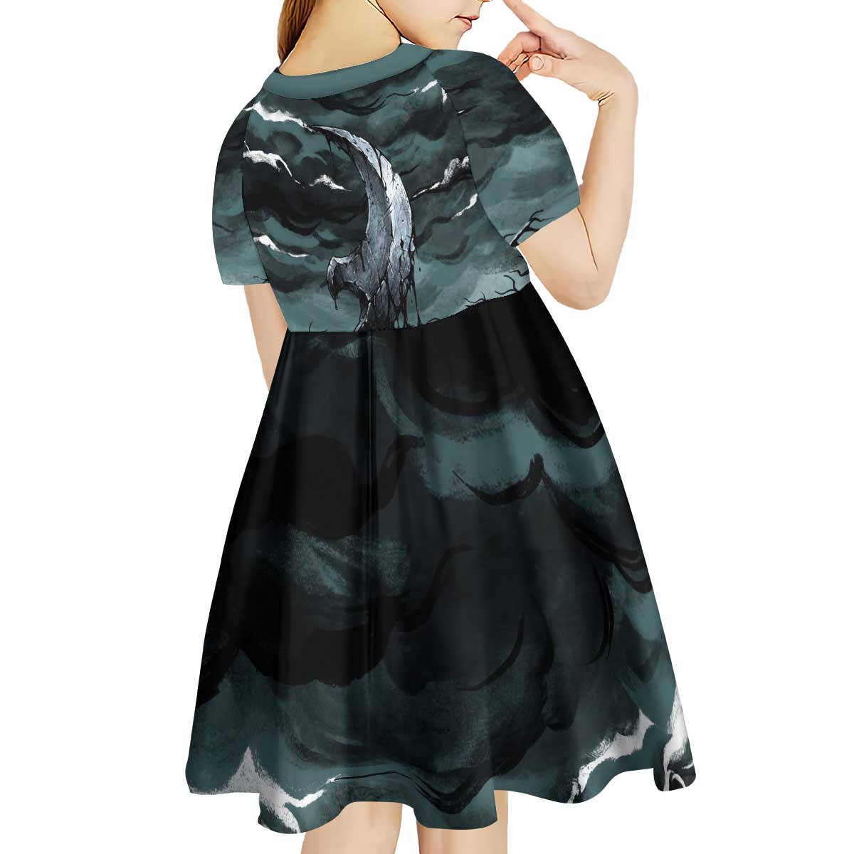 Absol Kid Short Sleeve Dress Gothic Apocalypse Ink Art