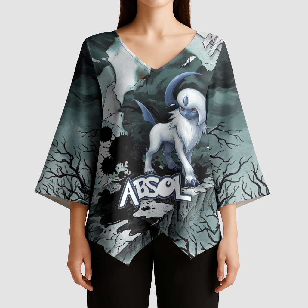 Absol Kimono Sleeve Blouse Gothic Apocalypse Ink Art