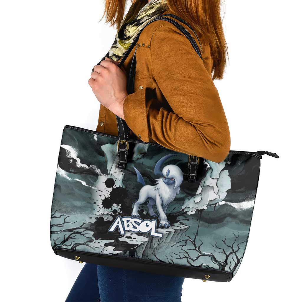 Absol Leather Tote Bag Gothic Apocalypse Ink Art