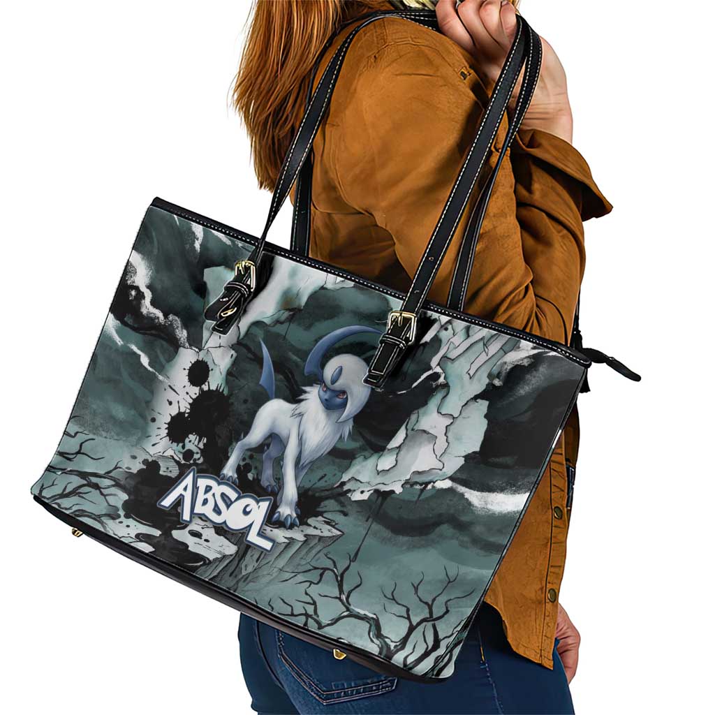 Absol Leather Tote Bag Gothic Apocalypse Ink Art