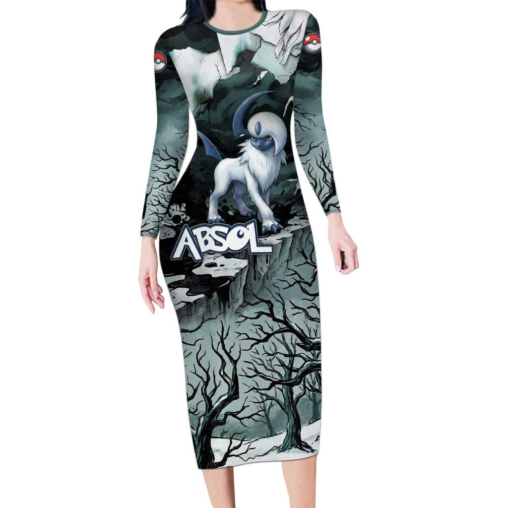 Absol Long Sleeve Bodycon Dress Gothic Apocalypse Ink Art