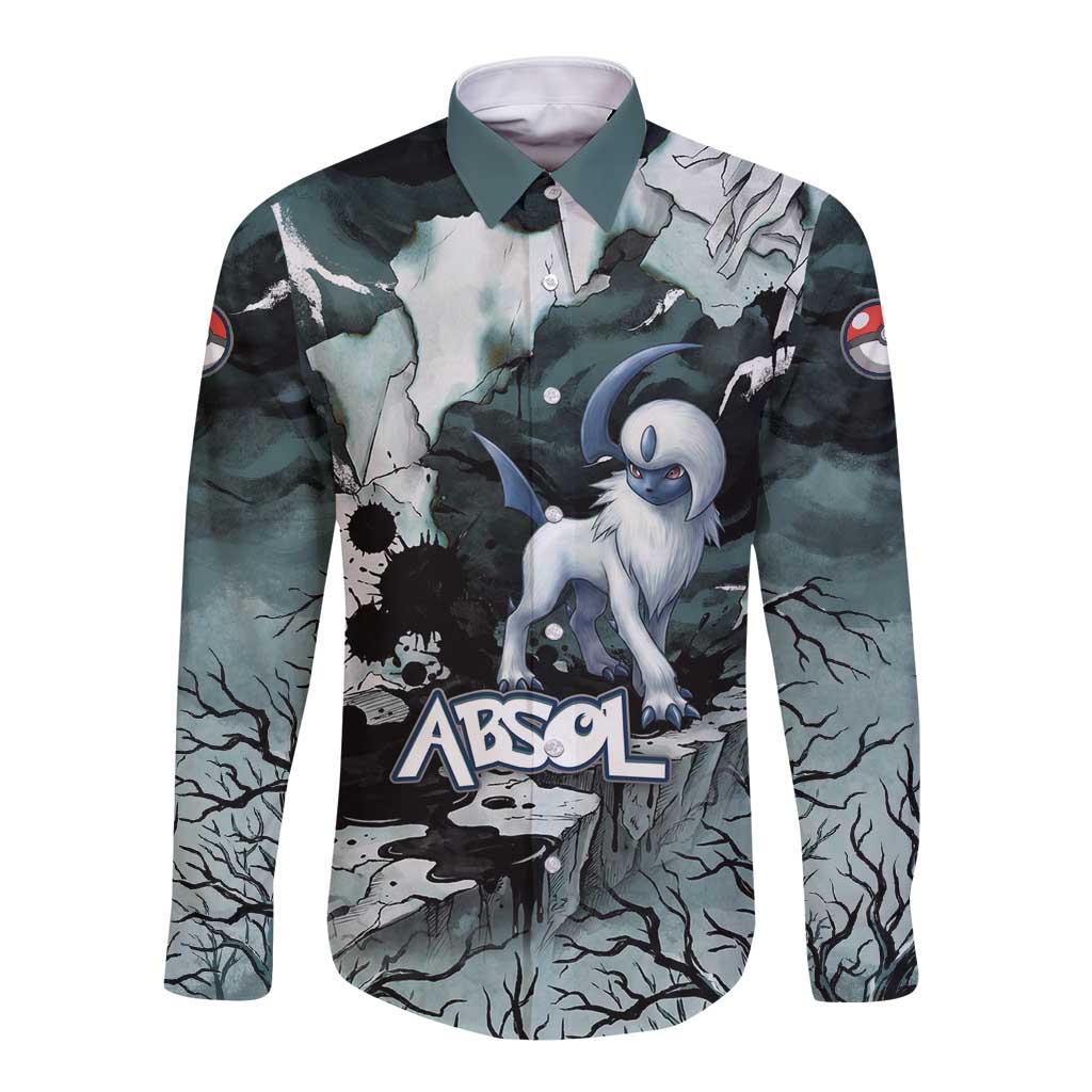 Absol Long Sleeve Button Shirt Gothic Apocalypse Ink Art