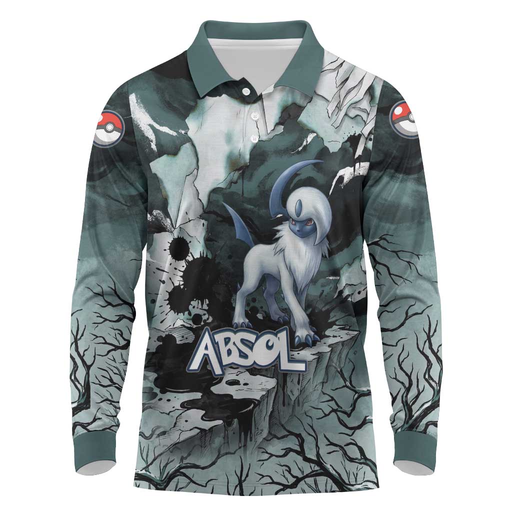 Absol Long Sleeve Polo Shirt Gothic Apocalypse Ink Art