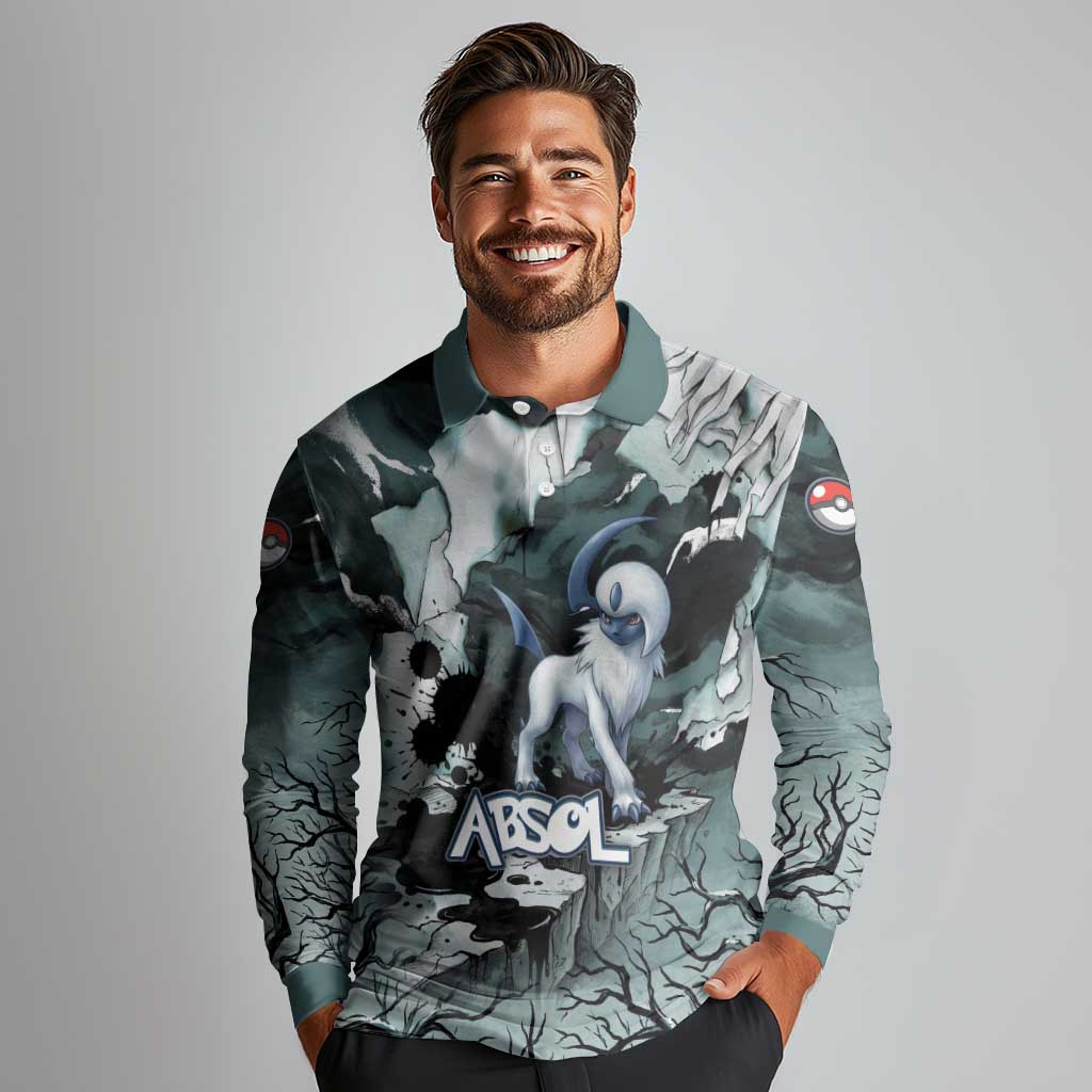 Absol Long Sleeve Polo Shirt Gothic Apocalypse Ink Art