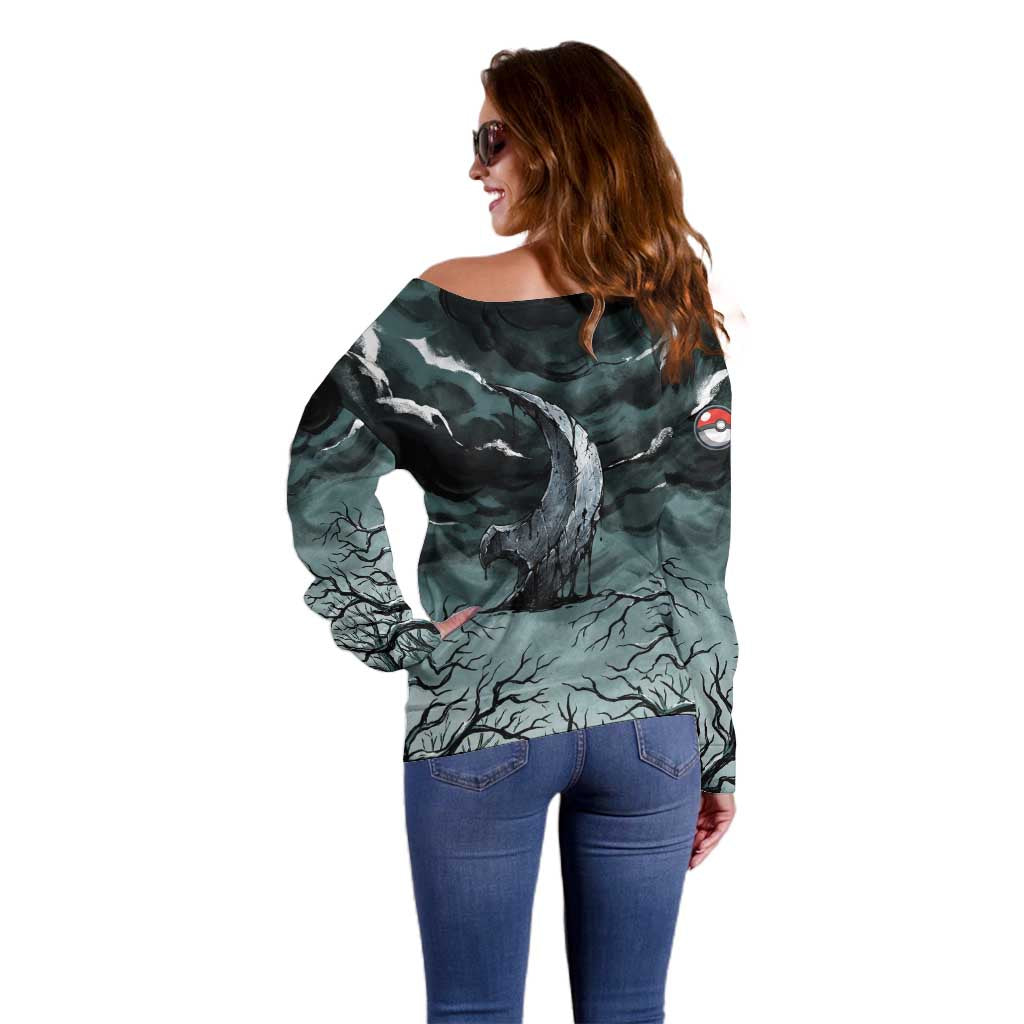 Absol Off Shoulder Sweater Gothic Apocalypse Ink Art