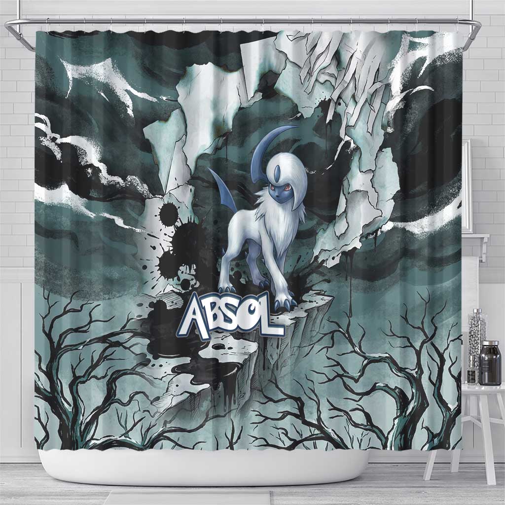 Absol Shower Curtain Gothic Apocalypse Ink Art
