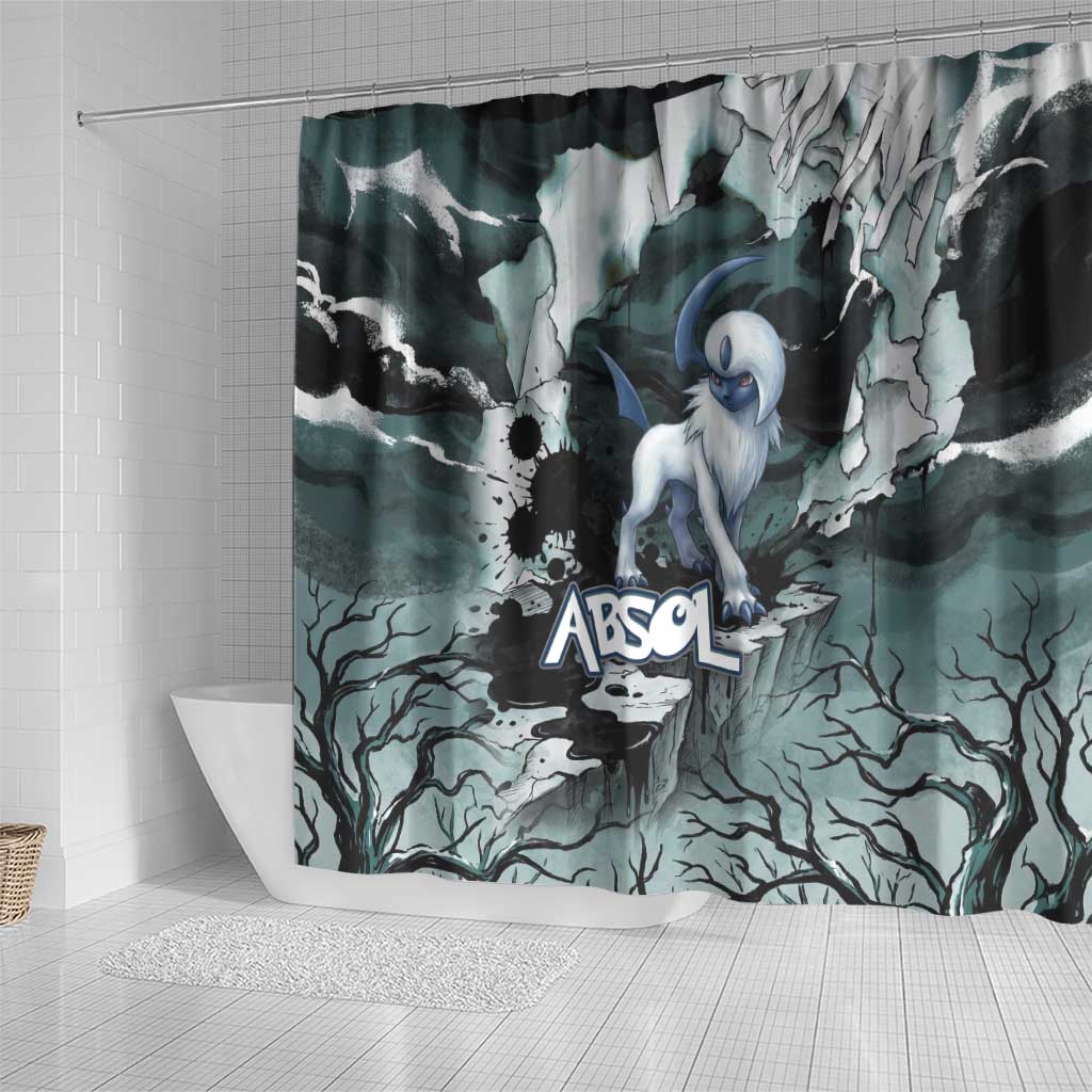 Absol Shower Curtain Gothic Apocalypse Ink Art