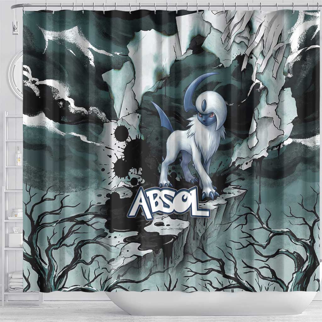 Absol Shower Curtain Gothic Apocalypse Ink Art