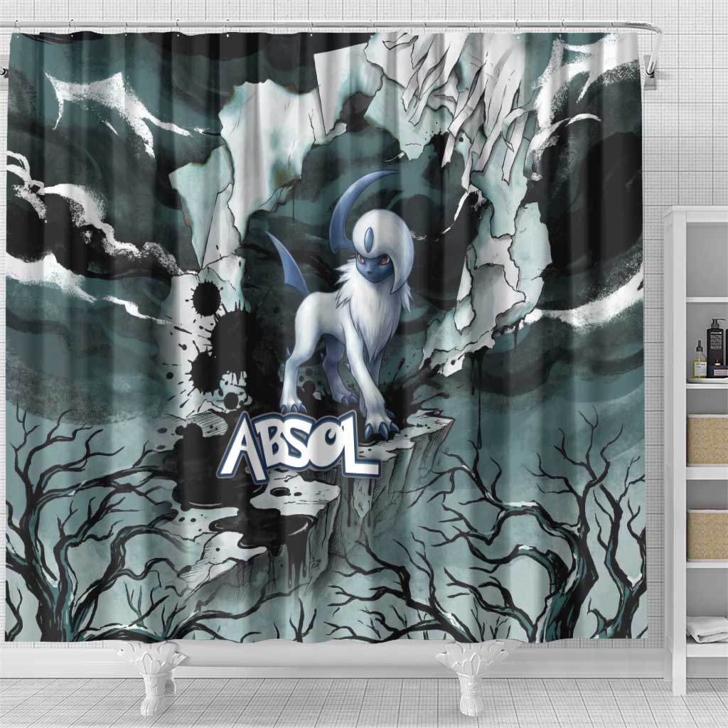 Absol Shower Curtain Gothic Apocalypse Ink Art