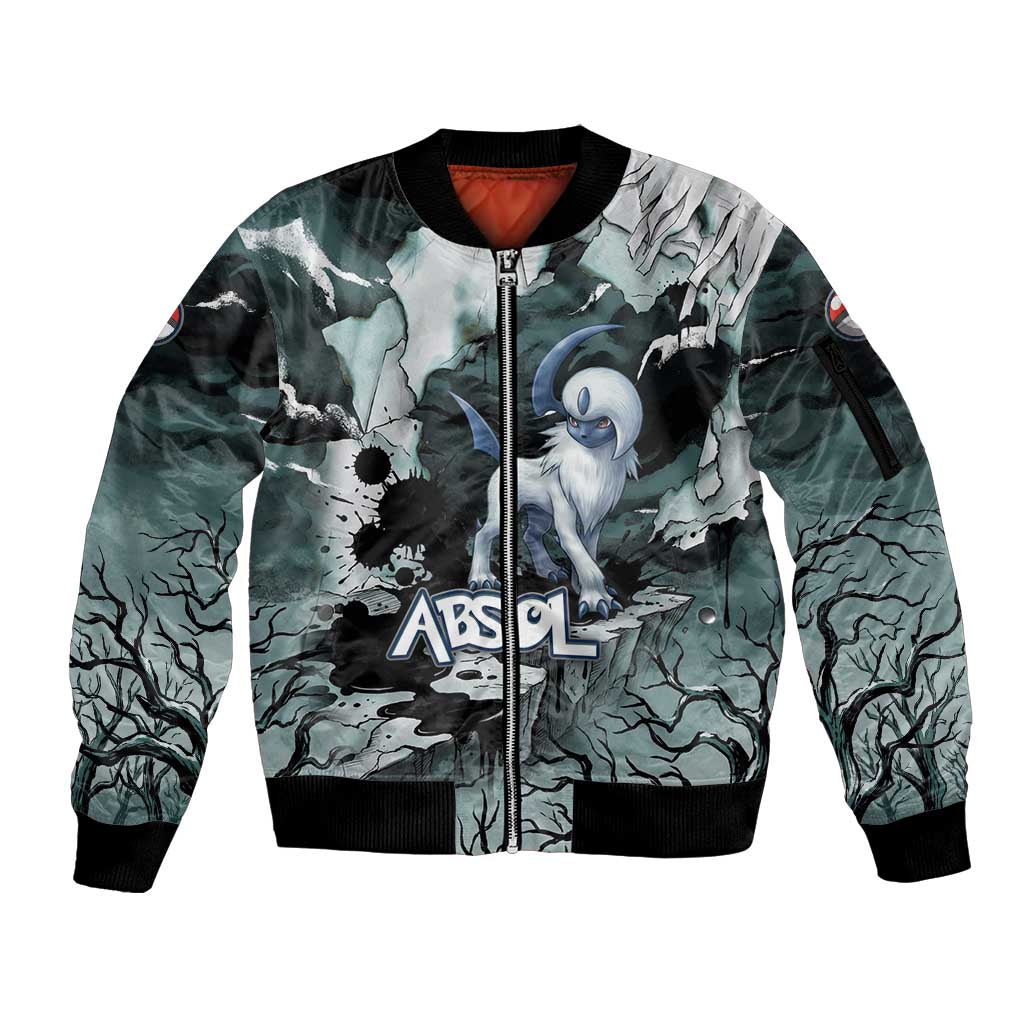 Absol Sleeve Zip Bomber Jacket Gothic Apocalypse Ink Art