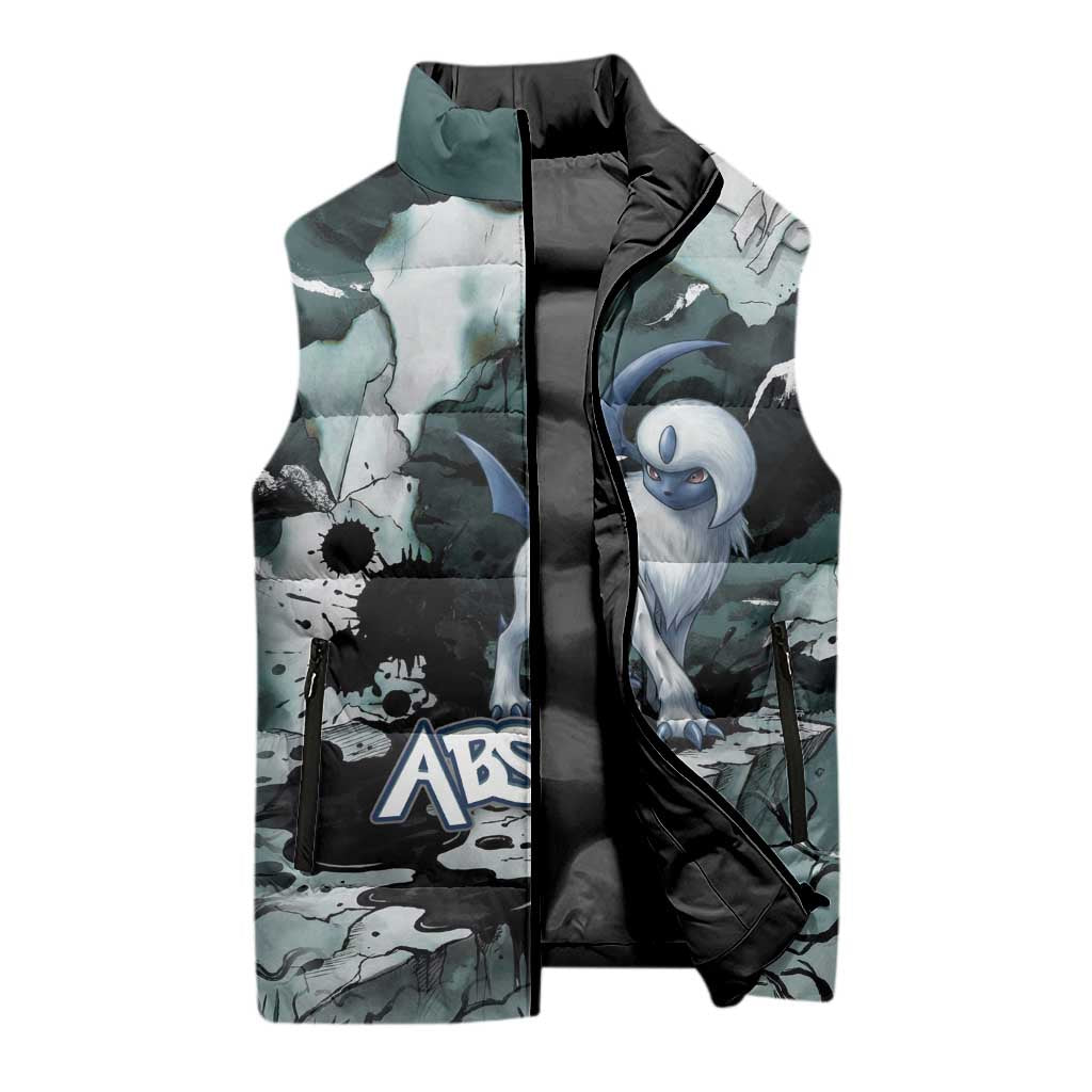 Absol Sleeveless Puffer Jacket Gothic Apocalypse Ink Art