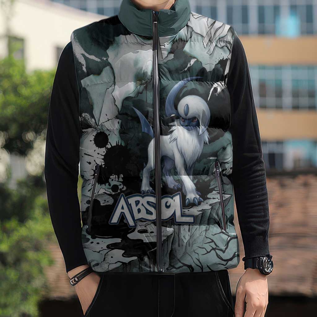 Absol Sleeveless Puffer Jacket Gothic Apocalypse Ink Art