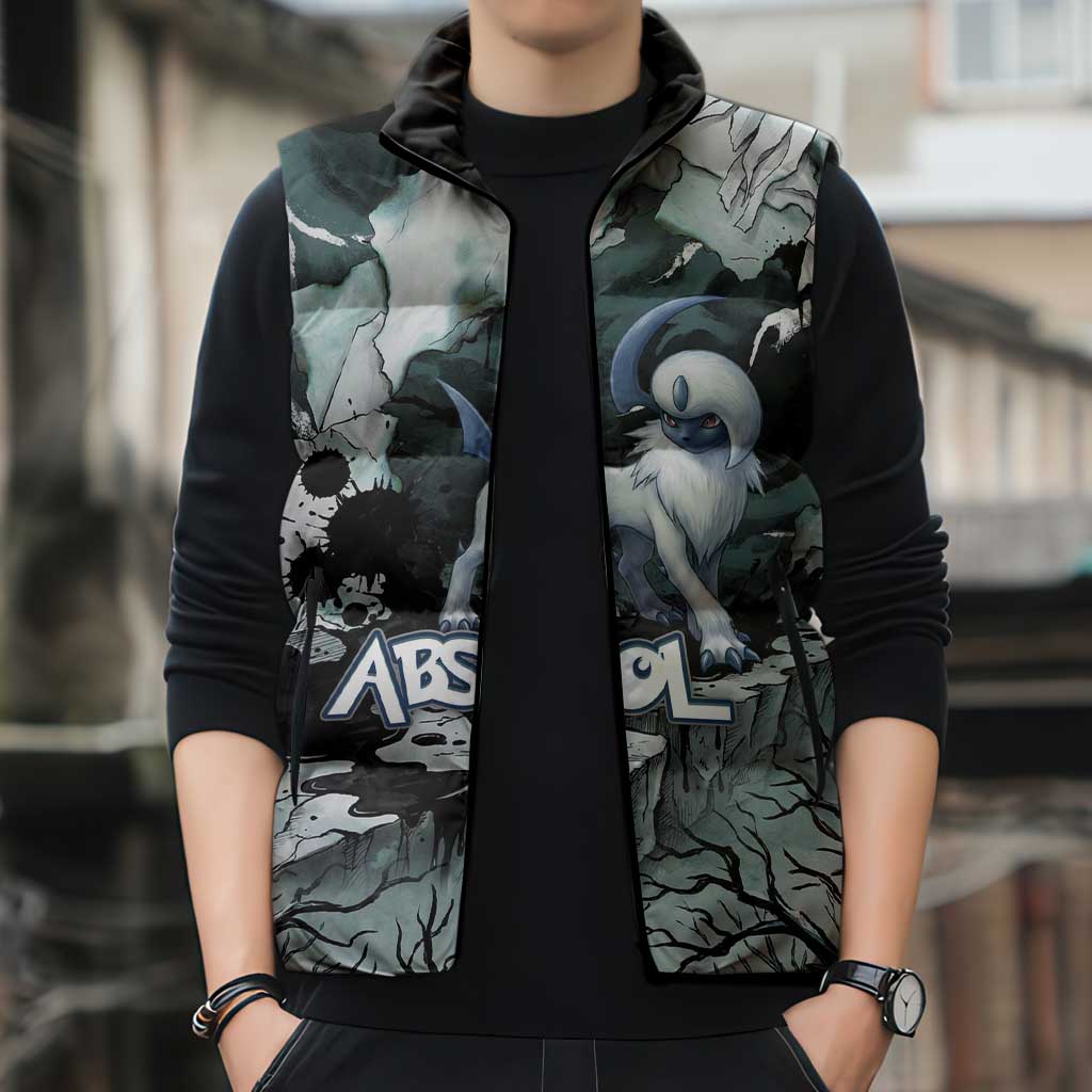 Absol Sleeveless Puffer Jacket Gothic Apocalypse Ink Art