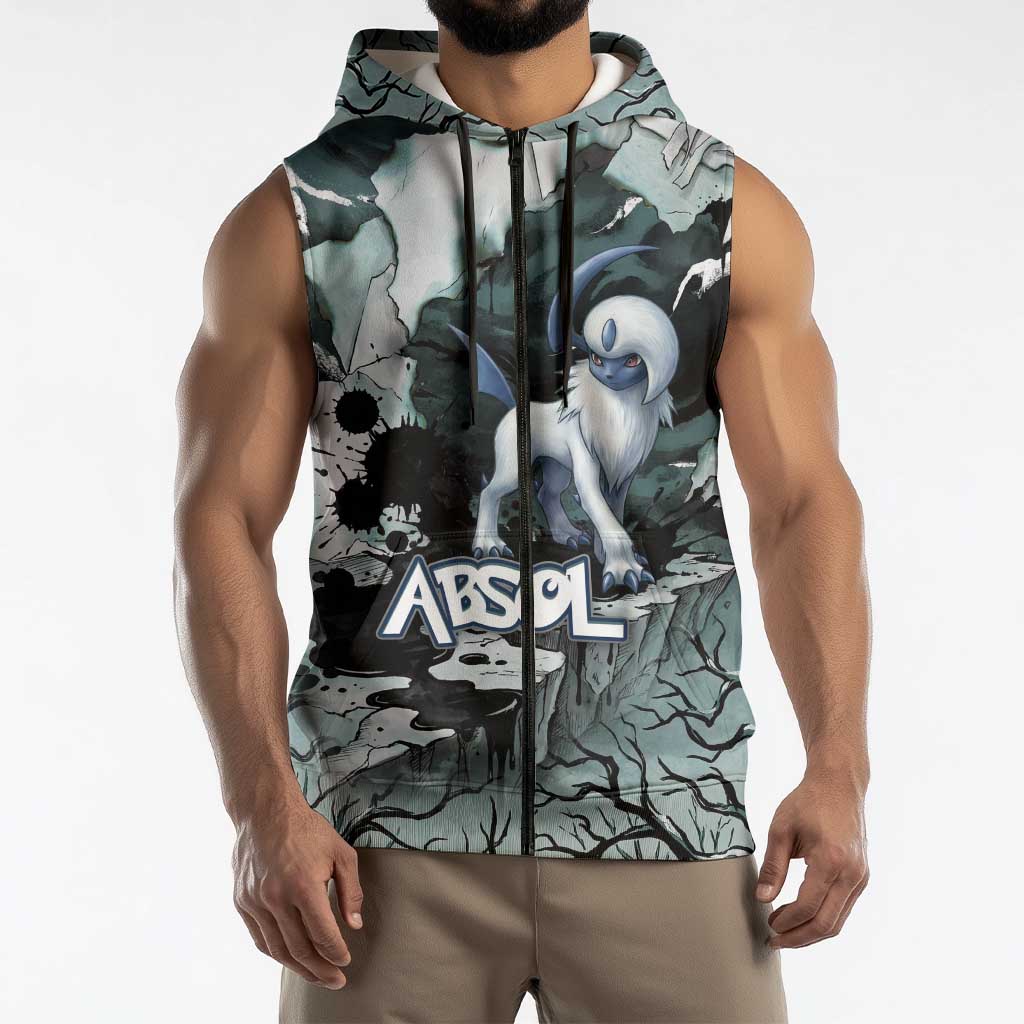 Absol Sleeveless Zip Hoodie Gothic Apocalypse Ink Art