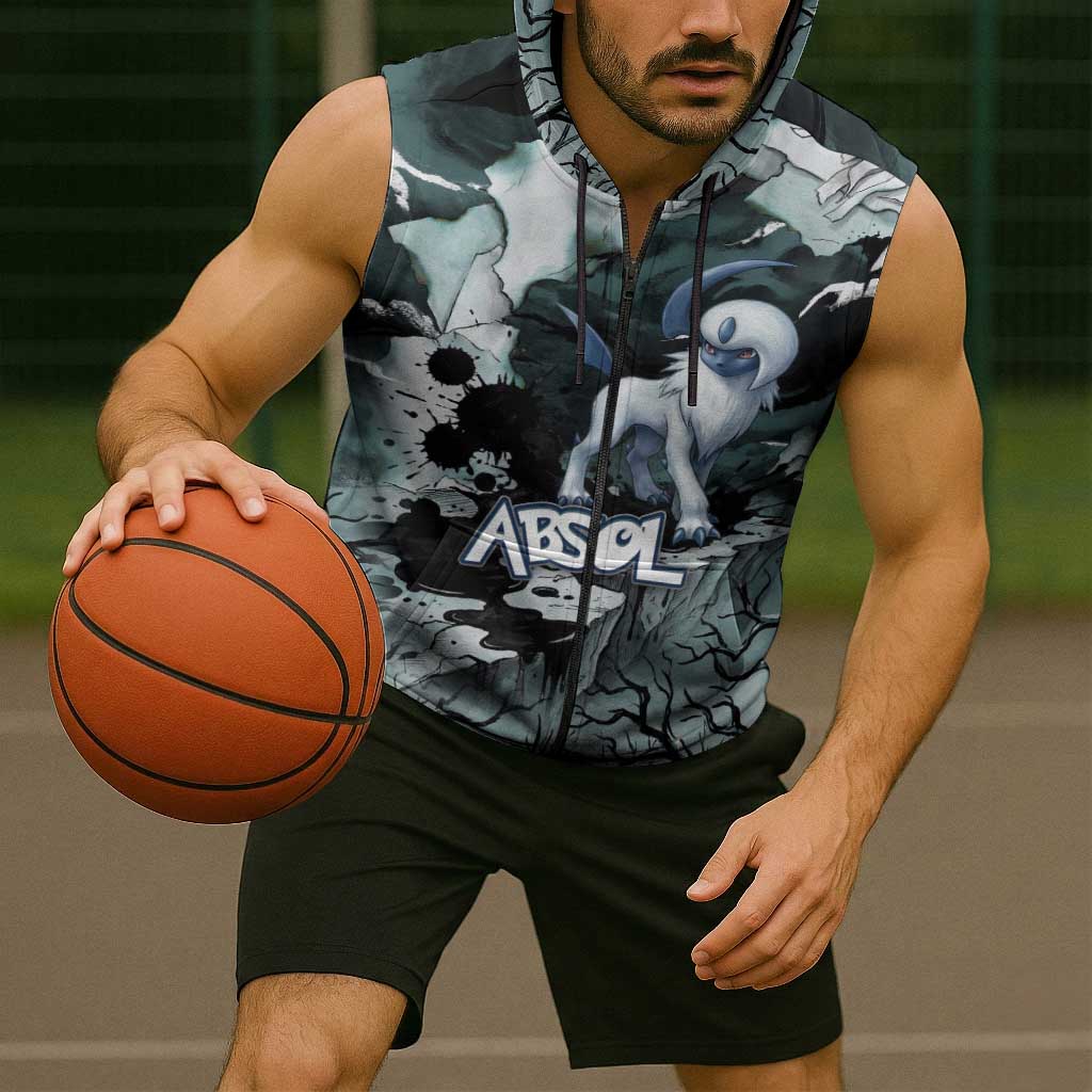 Absol Sleeveless Zip Hoodie Gothic Apocalypse Ink Art
