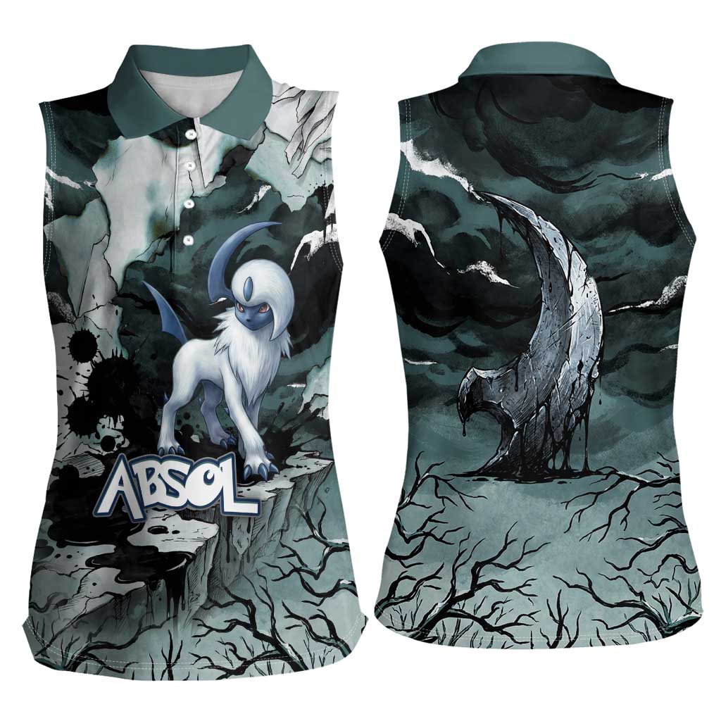 Absol Women Sleeveless Polo Shirt Gothic Apocalypse Ink Art