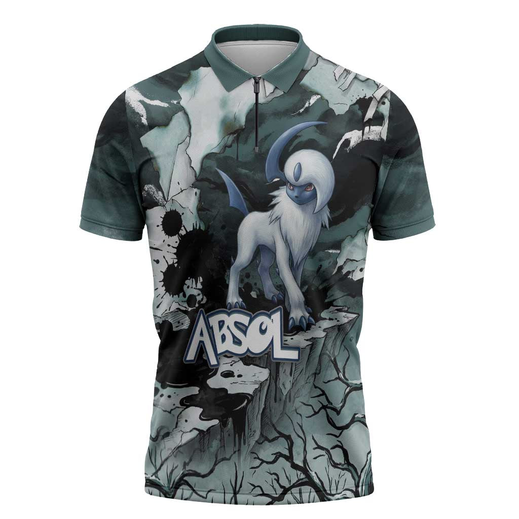 Absol Zipper Polo Shirt Gothic Apocalypse Ink Art