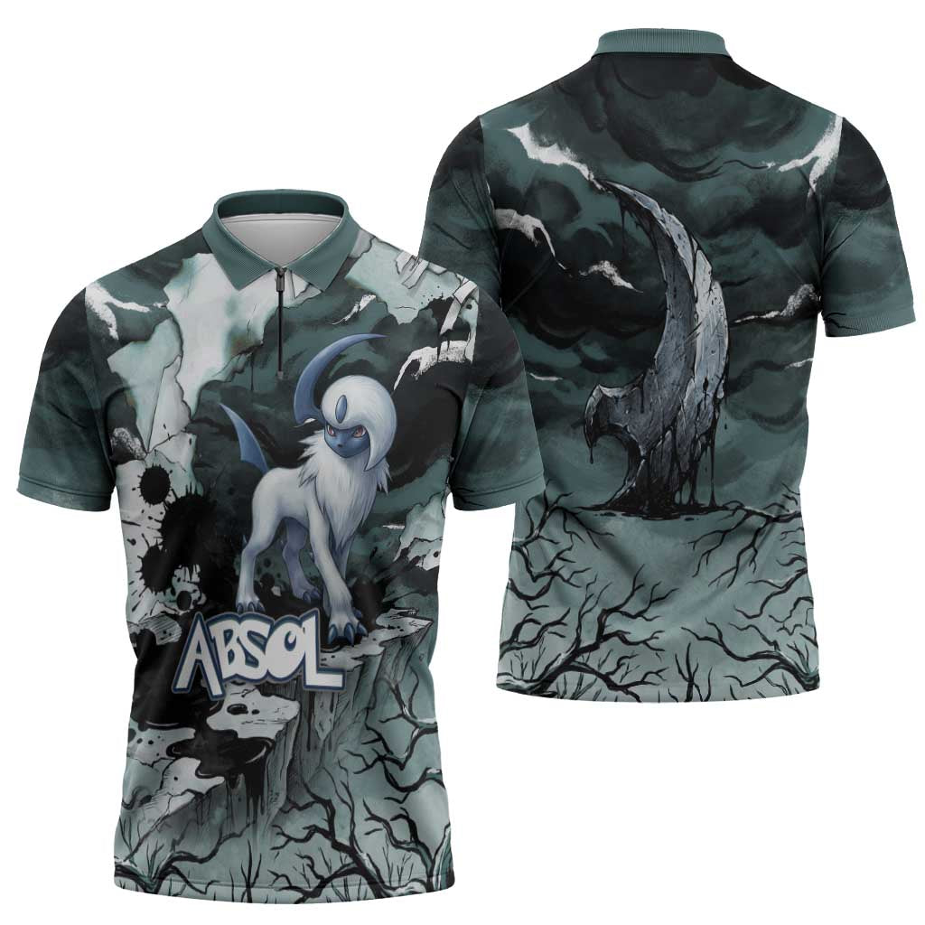 Absol Zipper Polo Shirt Gothic Apocalypse Ink Art