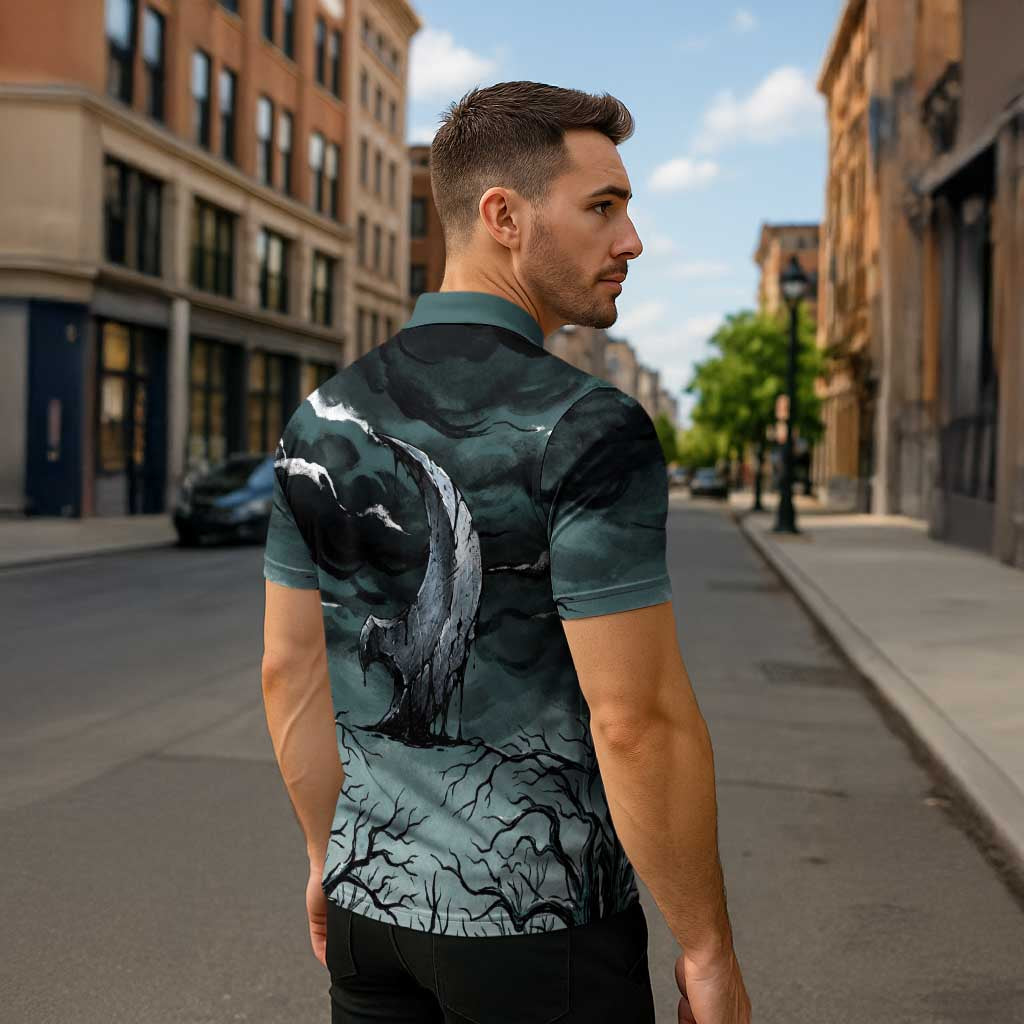 Absol Zipper Polo Shirt Gothic Apocalypse Ink Art