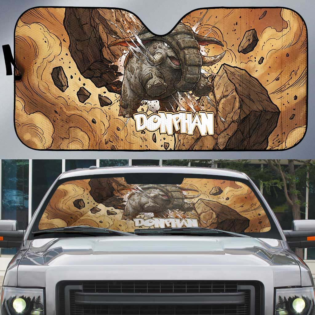 Donphan Auto Sun Shade Explosive Earthquake Comic Art