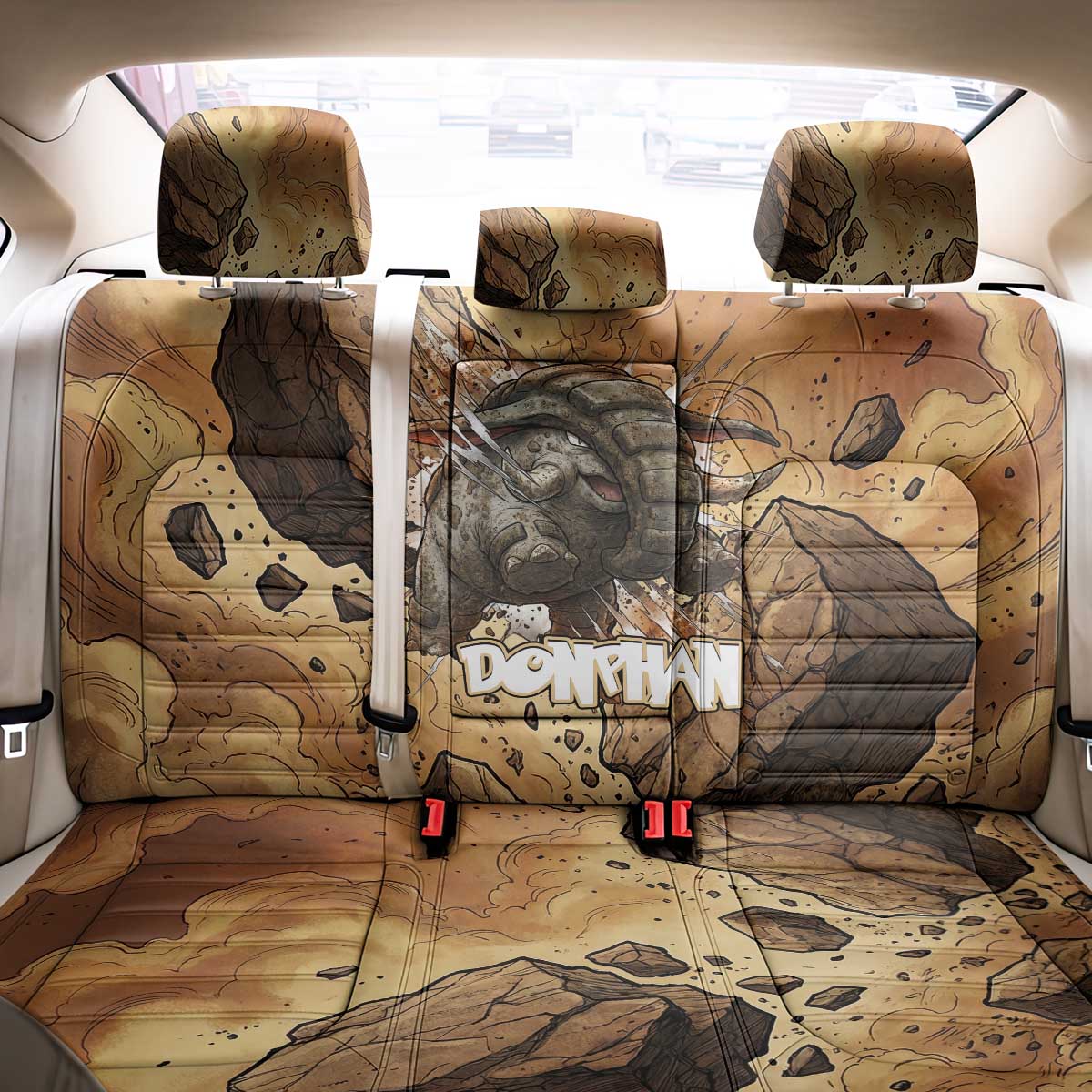 Donphan Back Car Seat Cover Explosive Earthquake Comic Art