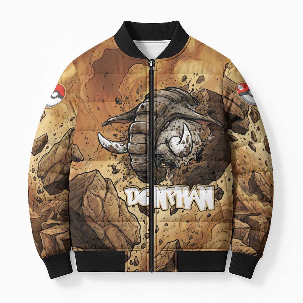 Donphan Bomber Puffer Jacket Explosive Earthquake Comic Art