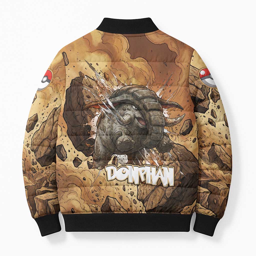 Donphan Bomber Puffer Jacket Explosive Earthquake Comic Art