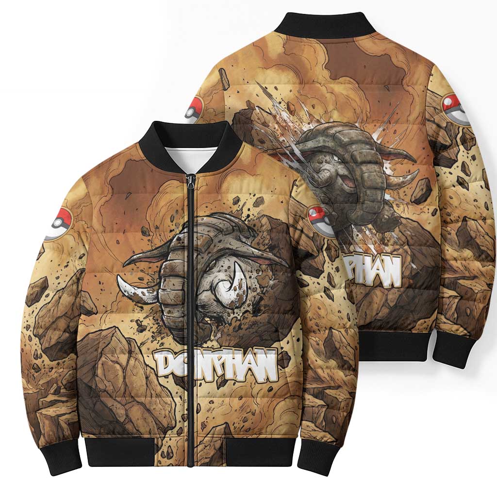 Donphan Bomber Puffer Jacket Explosive Earthquake Comic Art