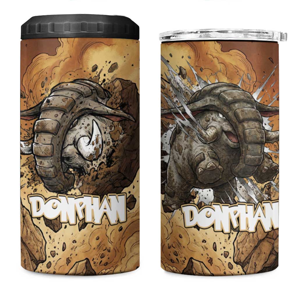 Donphan 4 in 1 Can Cooler Tumbler Explosive Earthquake Comic Art