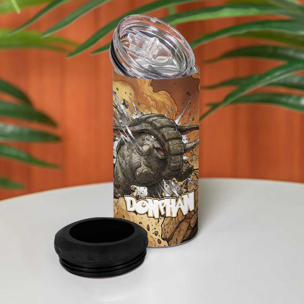 Donphan 4 in 1 Can Cooler Tumbler Explosive Earthquake Comic Art