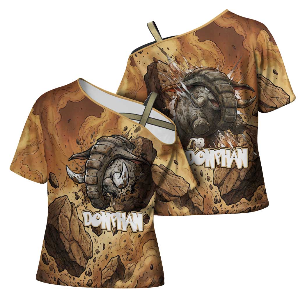 Donphan Cross Shoulder Shirt Explosive Earthquake Comic Art