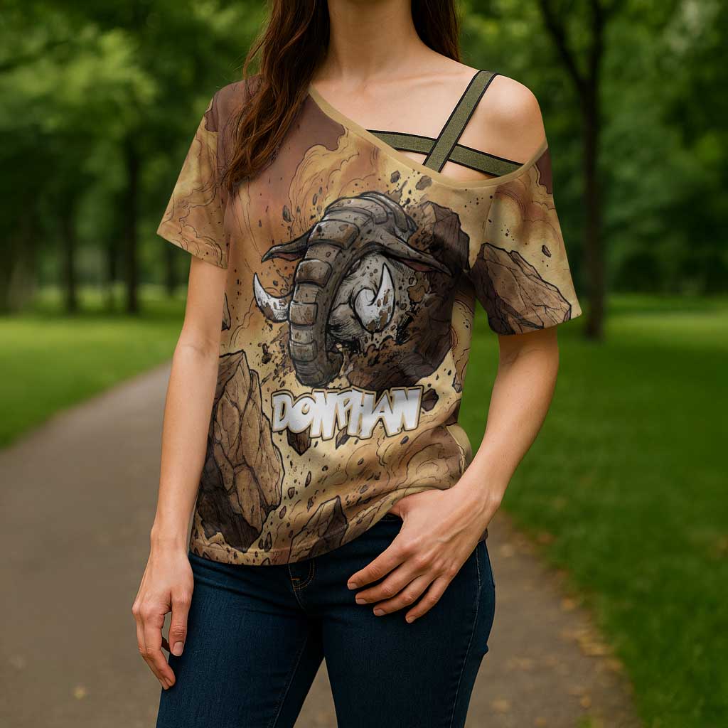 Donphan Cross Shoulder Shirt Explosive Earthquake Comic Art