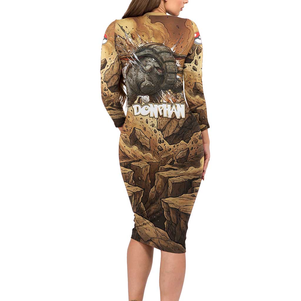 Donphan Family Matching Long Sleeve Bodycon Dress and Hawaiian Shirt Explosive Earthquake Comic Art