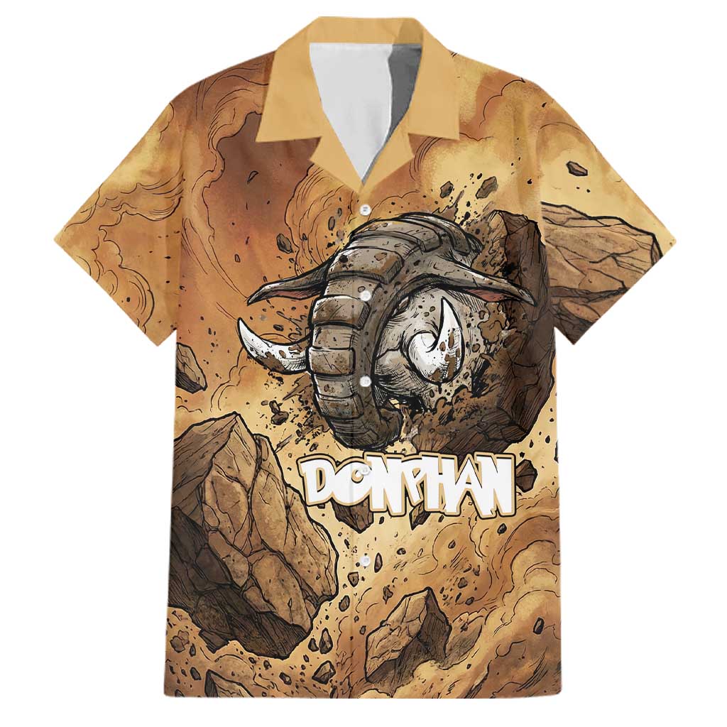 Donphan Family Matching Off The Shoulder Long Sleeve Dress and Hawaiian Shirt Explosive Earthquake Comic Art