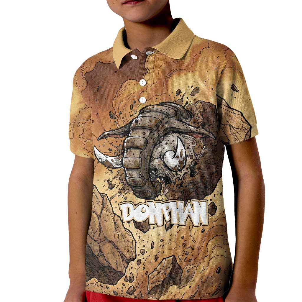 Donphan Kid Polo Shirt Explosive Earthquake Comic Art