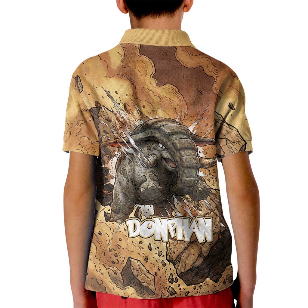 Donphan Kid Polo Shirt Explosive Earthquake Comic Art
