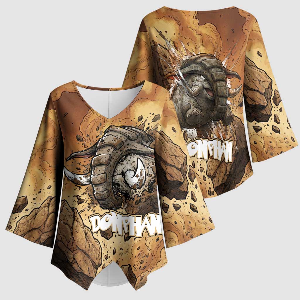 Donphan Kimono Sleeve Blouse Explosive Earthquake Comic Art