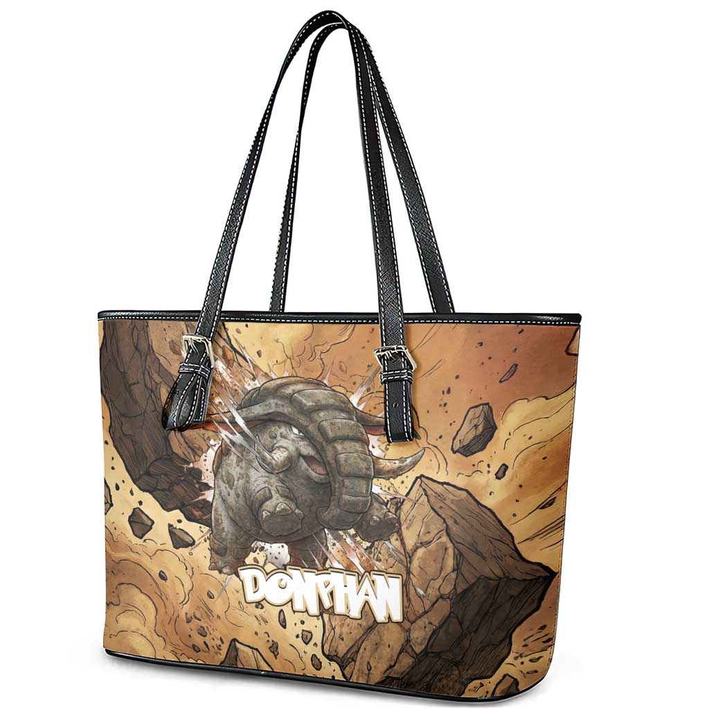 Donphan Leather Tote Bag Explosive Earthquake Comic Art