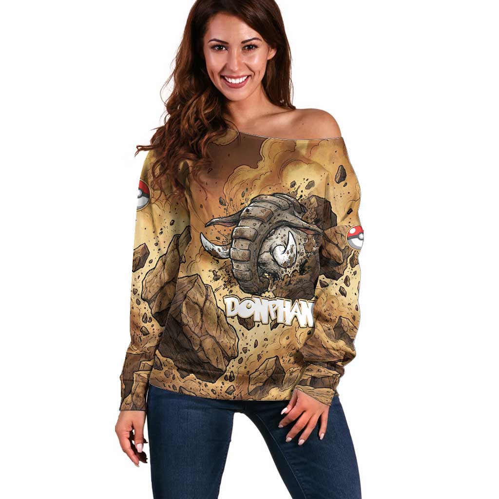 Donphan Off Shoulder Sweater Explosive Earthquake Comic Art