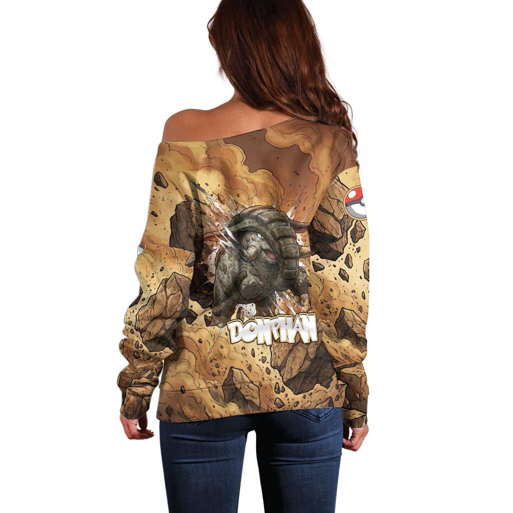 Donphan Off Shoulder Sweater Explosive Earthquake Comic Art