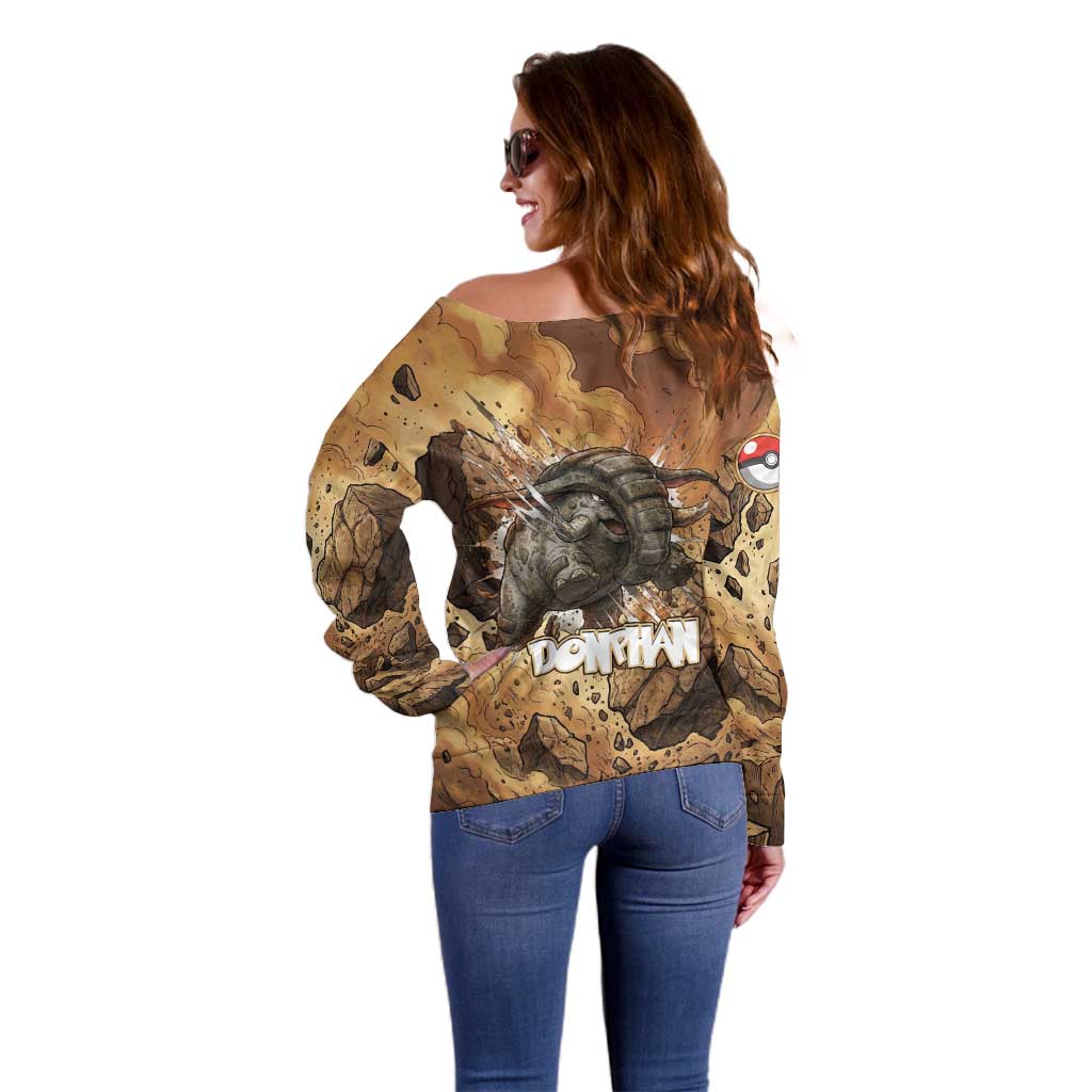 Donphan Off Shoulder Sweater Explosive Earthquake Comic Art