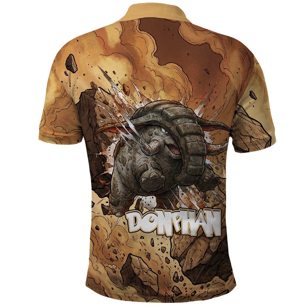 Donphan Polo Shirt Explosive Earthquake Comic Art