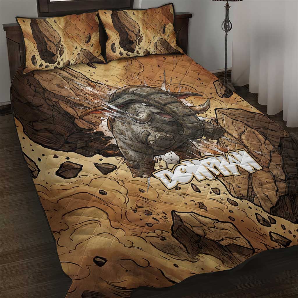Donphan Quilt Bed Set Explosive Earthquake Comic Art