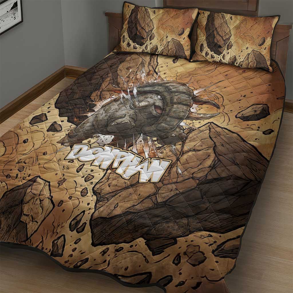 Donphan Quilt Bed Set Explosive Earthquake Comic Art