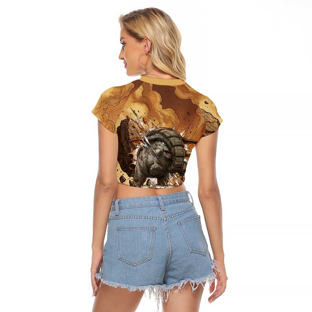 Donphan Raglan Cropped T Shirt Explosive Earthquake Comic Art